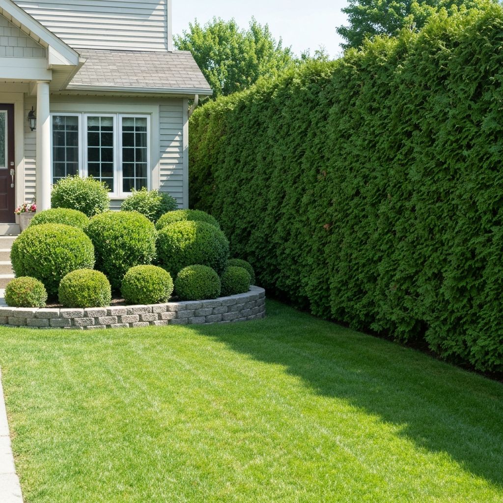 Taille professionnelle de haie de cèdre
